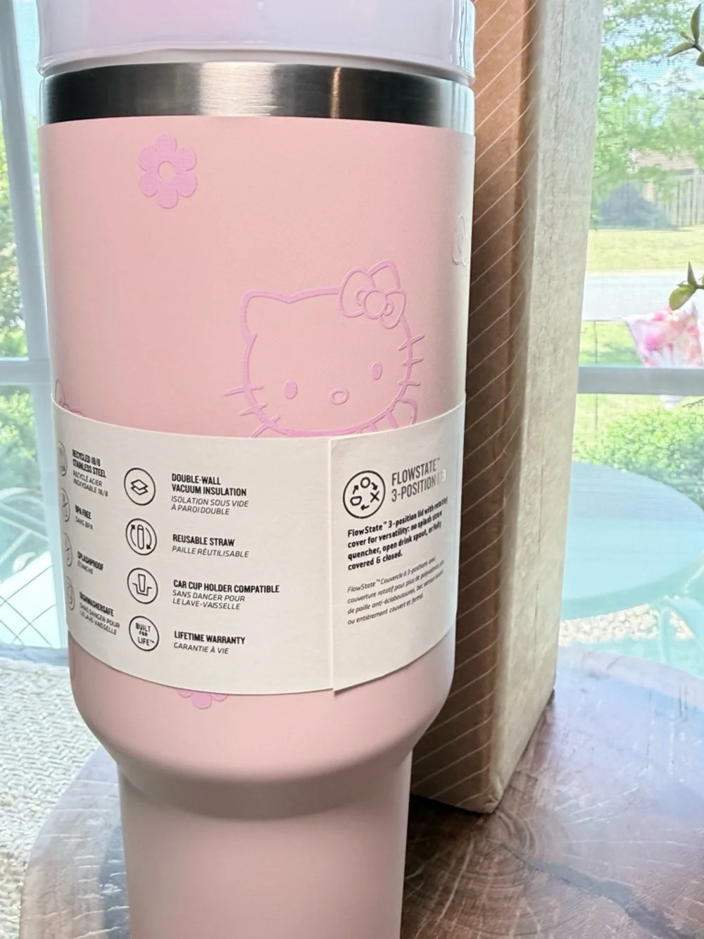 Stanley Pink Hello Kitty Flowstate Travel Mug with Handle - Picture 3 of 3